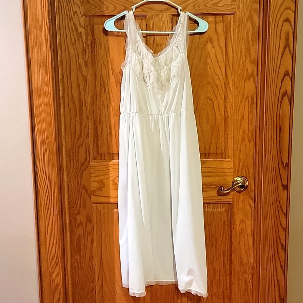 Lovely Vintage Sheer Nightgown with Lace and Flower Embellishments